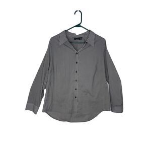 Apt 9 blouse button down up shirt women's size XL 0x black white stripe light wt
